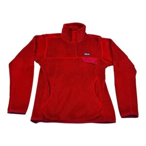 Patagonia Pullover Womens Small Red Re-Tool Snap-T Fleece Kangaroo Pocket Warm